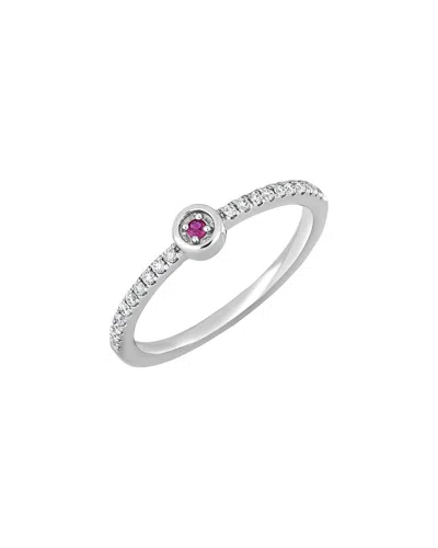 Bony Levy El Mar 18k 0.12 Ct. Tw. Diamond & 1 Ruby Stackable Ring In Metallic