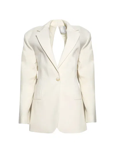 Christopher Esber Bow-back Twill Blazer In Neutral