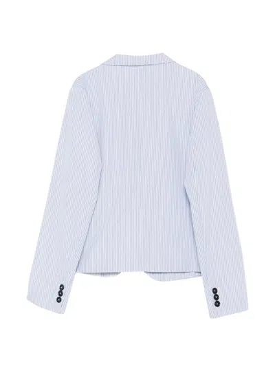 Aspesi Striped Button Blazer In White