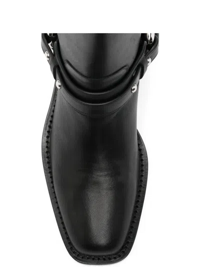 Rabanne Leather Buckle Snkle Boots In Black