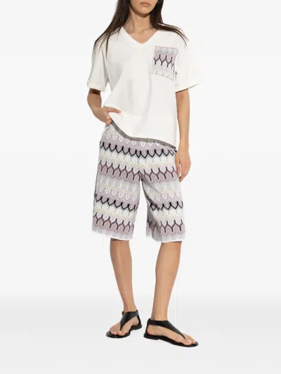 Akep Geometric-pattern Bermuda Shorts In White