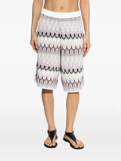 Akep Geometric-pattern Bermuda Shorts In White