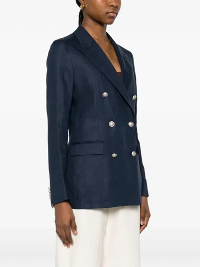 Tagliatore Double-breasted Blazer In Blue
