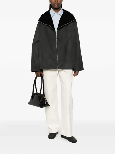 Totême Black Solid Zipped Jacket In Black