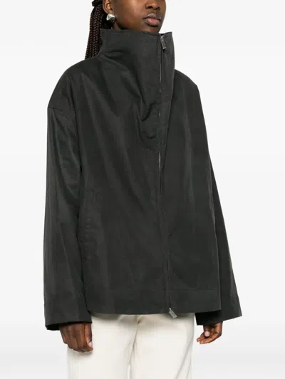 Totême Black Solid Zipped Jacket In Black