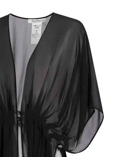 Max Mara V-neck Button Coat In Black