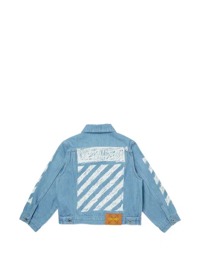Off-white Stripes Denim Jacket In Blue