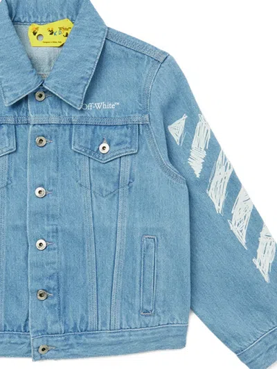 Off-white Stripes Denim Jacket In Blue