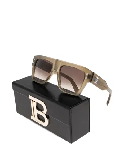 Balmain Square-frame Sunglasses In Brown