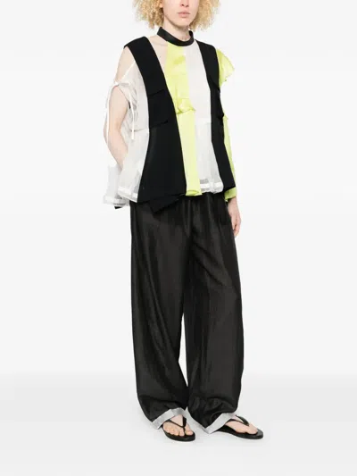 Sacai Ruffled Blouse In Blue