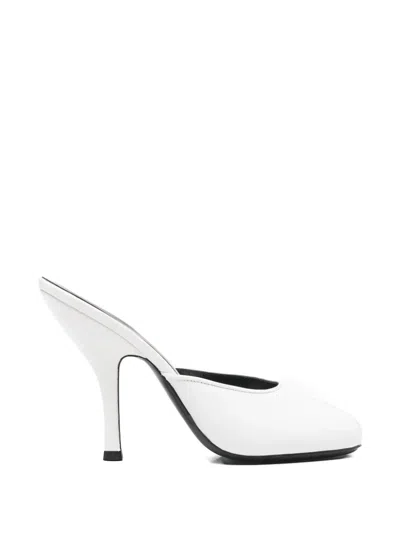 Jude Date 105 Peep-toe Leather Mules In White