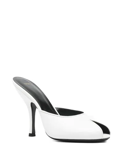 Jude Date 105 Peep-toe Leather Mules In White