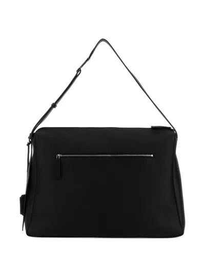 Max Mara Leather Kipperl Laptop Shoulder Bag Adjustable In Black