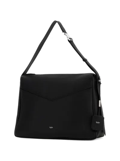 Max Mara Leather Kipperl Laptop Shoulder Bag Adjustable In Black