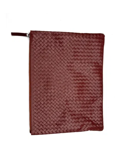 Dragon Diffusion Interlaced Leather Pochette In Brown