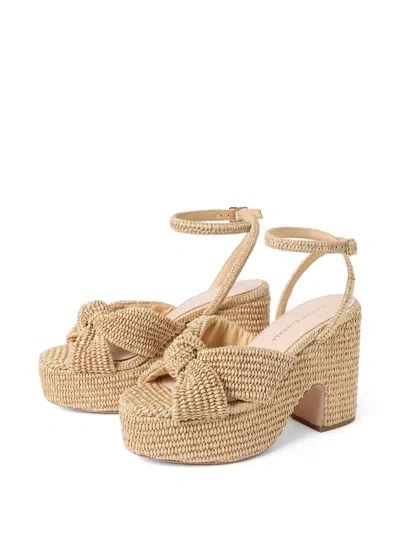 Loeffler Randall Raffia Knotted Chunky Platform Sandals In Natural