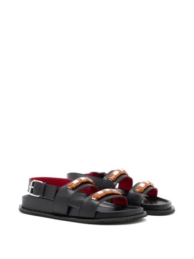 Plan C Buckle-strap Sandals In Black