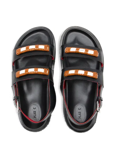 Plan C Buckle-strap Sandals In Black