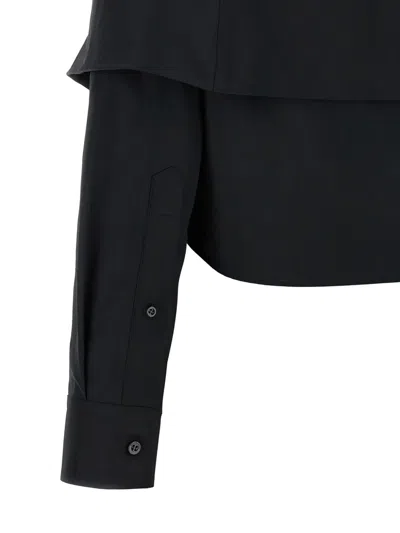 Balenciaga Off Shoulder Crop Shirt Long Sleeves In Black