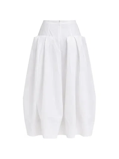 Tibi Compact Eco Poplin Pinched Pleat Full Skirt In White In White