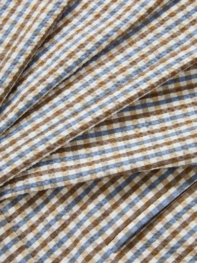 Veronica Beard Gingham Cotton Seersucker Cropped Slim Pants In Gray