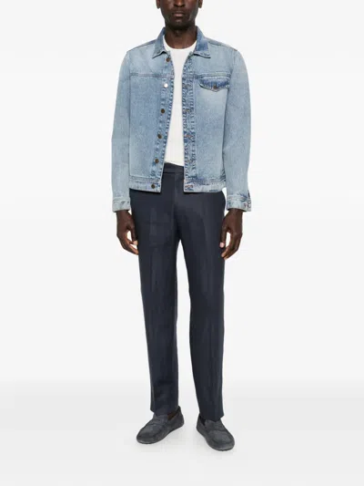 Corneliani Belt-loops Trousers In Blue