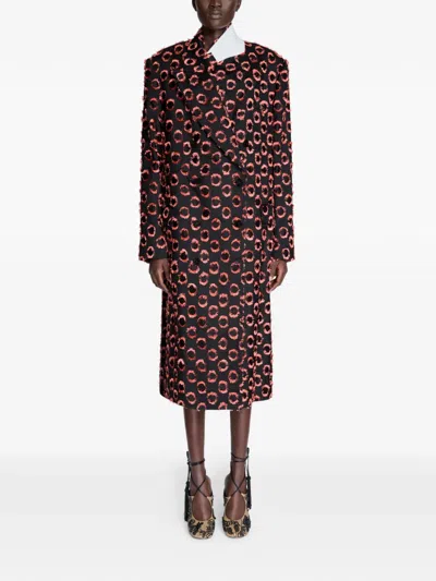 Dries Van Noten Double-breasted Patterned Coat In Brown