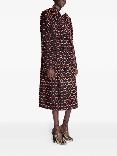 Dries Van Noten Double-breasted Patterned Coat In Brown