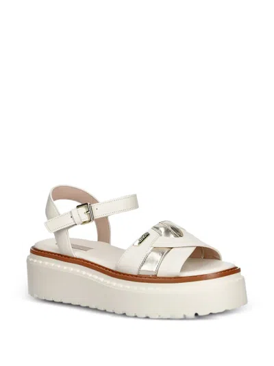 Liu •jo Leather Platform Sandals In White