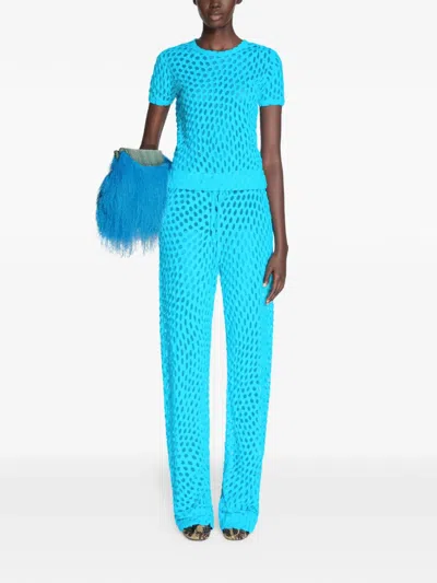 Dries Van Noten Dot-pattern Jersey T-shirt In Blue