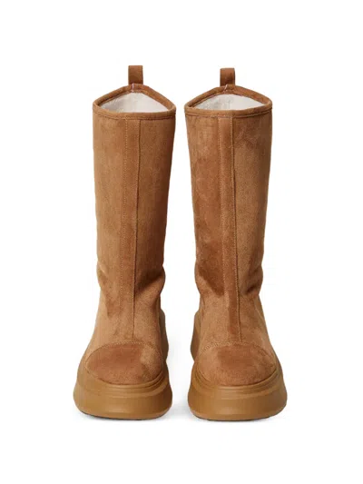 Twinset Lined Platform Boots In Brown