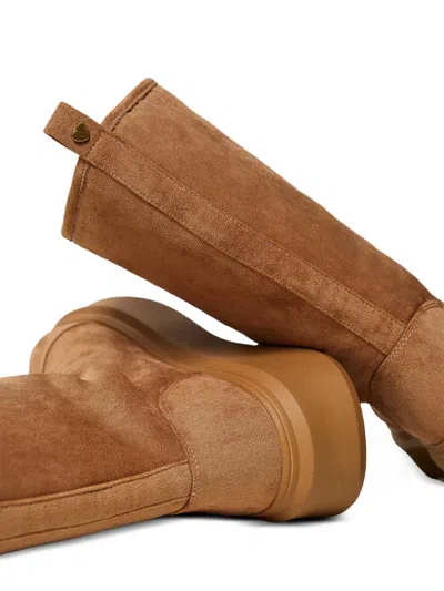 Twinset Lined Platform Boots In Brown