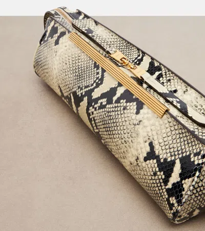 Khaite Donna Snakeskin Embossed Evening Clutch In Multi