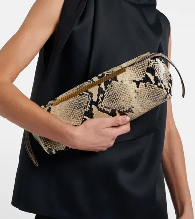 Khaite Donna Snakeskin Embossed Evening Clutch In Multi