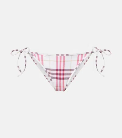 Burberry Sadie Checkered Bikini Bottoms Aubergine Purple In White