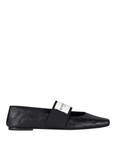 Givenchy Sliced Square Ballerinas In Patent Leather In Black