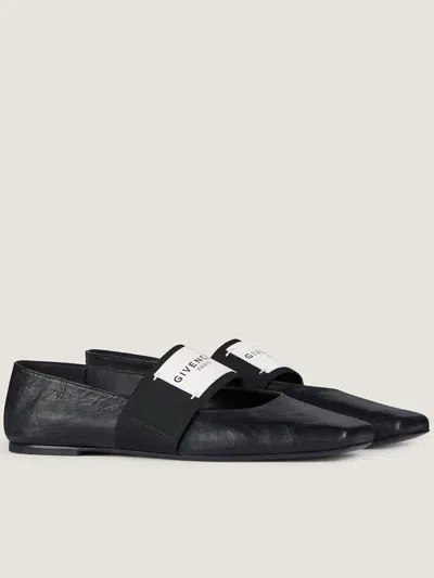 Givenchy Sliced Square Ballerinas In Patent Leather In Black
