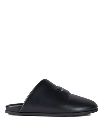 Givenchy Leather Slippers Featuring Flat Sole Design In Black