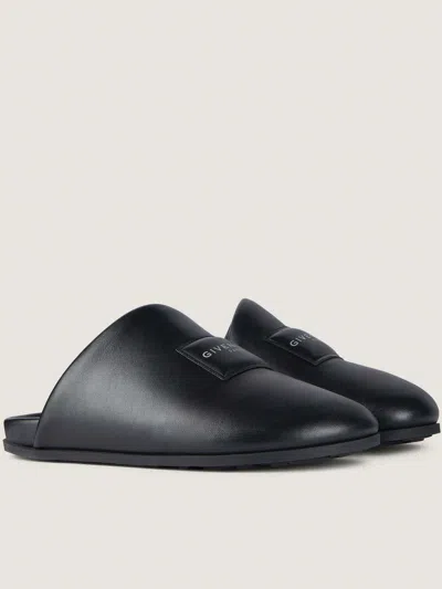 Givenchy Leather Slippers Featuring Flat Sole Design In Black