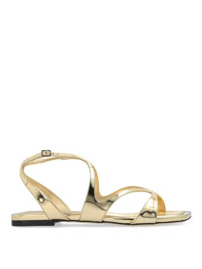 Jimmy Choo Ayla Metallic Leather Flat Sandals In Gold
