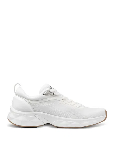 Jimmy Choo Diamond Run Leather Mesh Sneakers Pull Tab In White