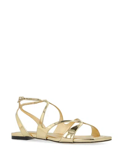 Jimmy Choo Ayla Metallic Leather Flat Sandals In Gold