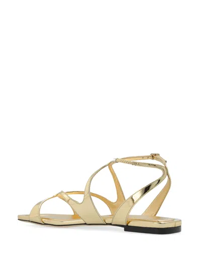 Jimmy Choo Ayla Metallic Leather Flat Sandals In Gold