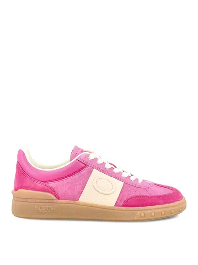 Valentino Low Top Sneakers Contrast Panels Rubber Sole In Pink