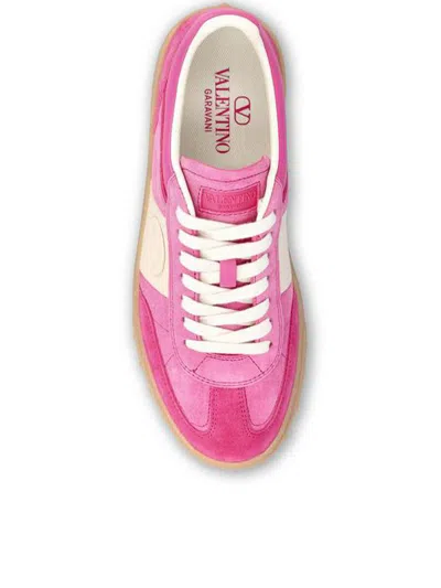 Valentino Low Top Sneakers Contrast Panels Rubber Sole In Pink