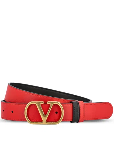Valentino Designer Leather Belt Reversible Adjustable Length In Black