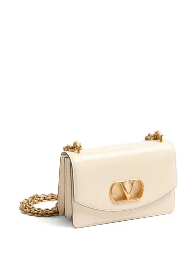 Valentino Garavani Garavani Vain Small Shoulder Bag In Crocodile Leather Woman Butter Uni In White