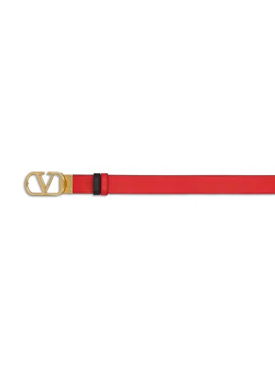 Valentino Designer Leather Belt Reversible Adjustable Length In Black