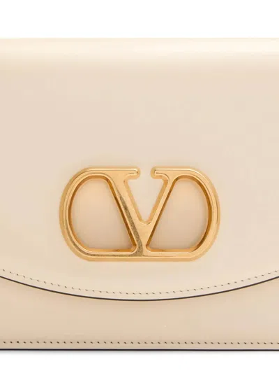 Valentino Garavani Garavani Vain Small Shoulder Bag In Crocodile Leather Woman Butter Uni In White