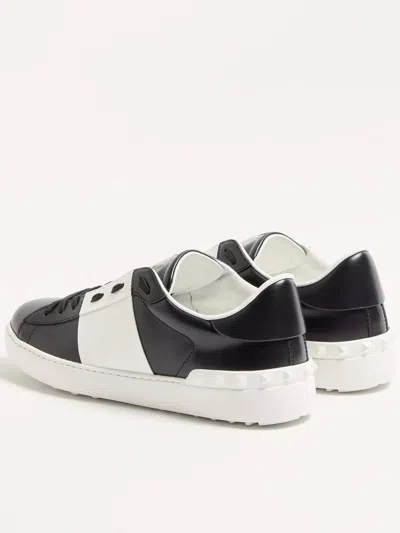 Valentino Garavani Open Leather Sneakers With Contrast Band And Stud Details Shoes In Black